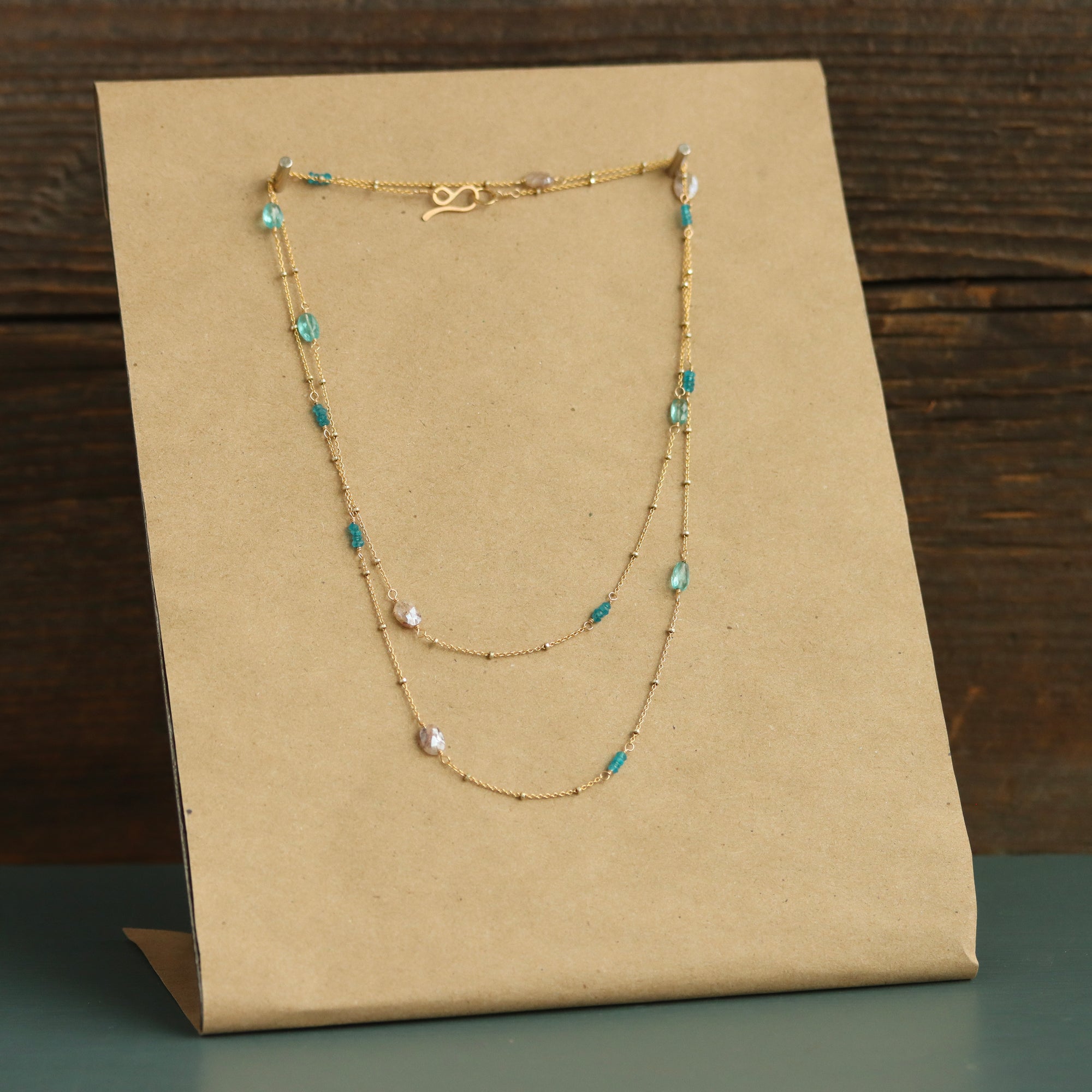 Apatite + Quartz Wrap Necklace