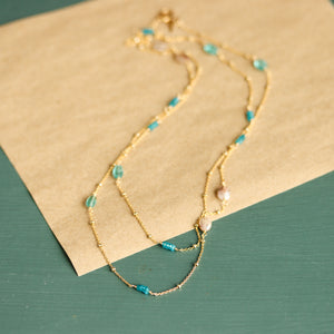 Apatite + Quartz Wrap Necklace