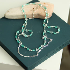 Wintery Gemstone and Sterling Silver Wrap Necklace