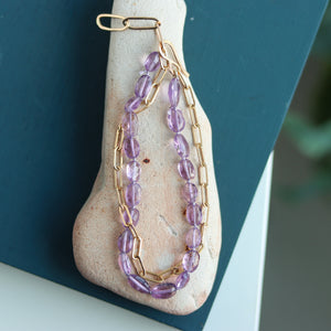 Amethyst and Gold Fill Chain Bracelet