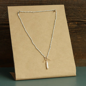 Knotted Pearl Lariat Necklace