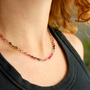 Hand Knotted Watermelon Tourmaline Necklace