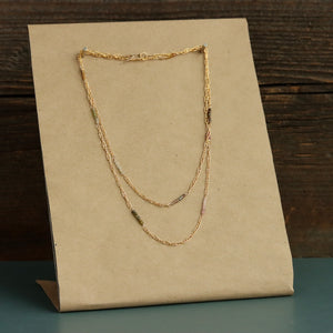 Tourmaline and Decorative Chain Wrap Necklace