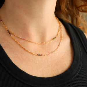 Tourmaline and Decorative Chain Wrap Necklace