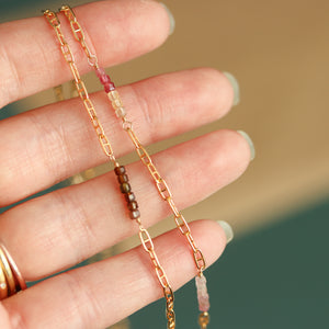 Tourmaline and Decorative Chain Wrap Necklace