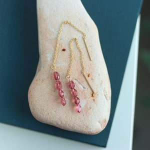 Pink Tourmaline Threader Earrings