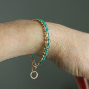 Apatite and Gold Fill Chain Bracelet