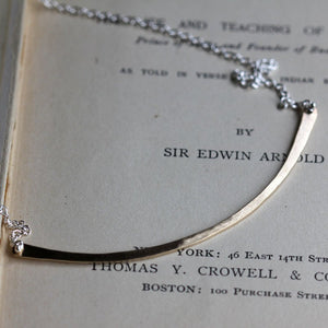 Horizon Necklace - Hammered Gently Curved Bar with Delicate Double Chain